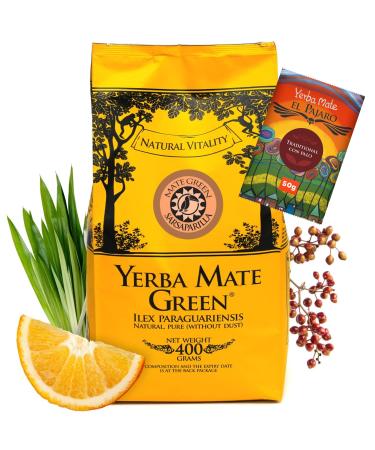 Yerba Mate Green 'Sarsaparilla' Brazilian Mate Tea 400g + 50g el Pajaro Sweet and refreshing Mate Tea With sarsaparilla leaves lemon grass High quality Stimulating Mate tea Mixed fruits medium