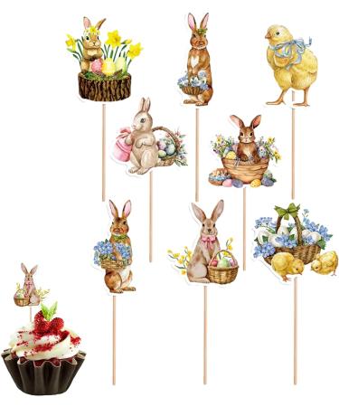 Cake Topper for Easter | Cartoon Paper Bunny Cupcakes Toppers Seasonal Decors for Spring Party for Photo Wall Candy Box Cupcakes Photo Booth Background Cemeli - Buy Online on GoSupps.com