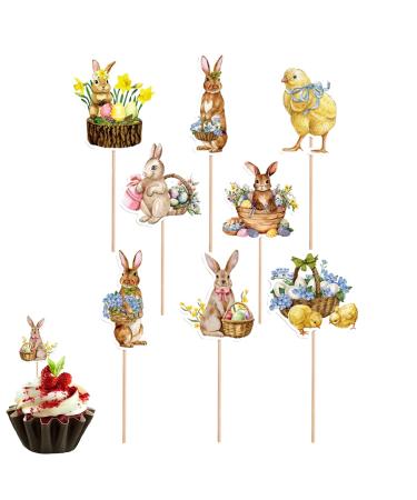 Cake Topper for Easter | Cupcake Bunny Topper Paper Pick - Vivid Cake Toppers Spring Party Supplies for Photo Booth Background Candy Box Photo Wall Neecs