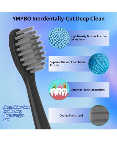 Burst Sonic Toothbrush Heads - 10 Replacement Heads + 30 Floss Picks + 1 Holder - Deep Cleaning Bristle Design - Black-Compatible with Burst Electric Toothbrush - Buy Online on GoSupps.com