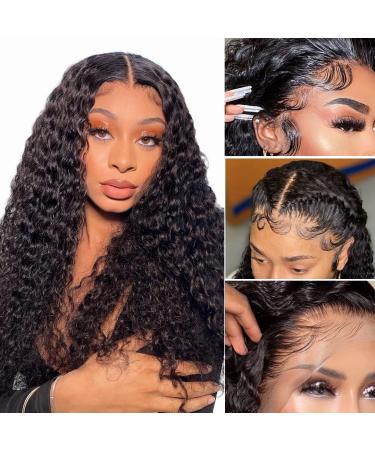 Water Wave Lace Front Wig 13x4 Curly Wigs Human Hair Pre Plucked with Baby Hair 150 Density HD Lace Front Wigs Human Hair 18 Inch Frontal Human Hair Wigs for Black Women ( 18 inch Water Wave Wig with Five gifts) 18 Inch 13…