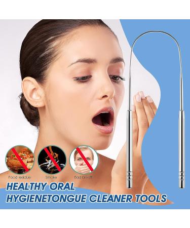 Stainless Steel Tongue Scraper Set for Adults - 2 Pack | Oral Care Tool for Bad Breath | Easy to Use & Portable | Ideal for Home, Work, Travel - Buy Online on GoSupps.com