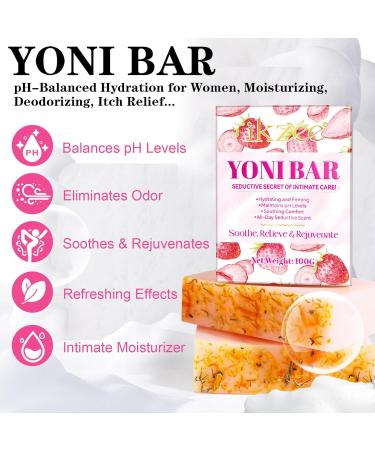 Yoni Soap Bars - PH Balance Feminine Wash | Natural Moisturizing Soap for Women | Handmade Strawberry Cleansing Bar | Eliminates Odor & Boosts Yoni Care - Buy Online on GoSupps.com