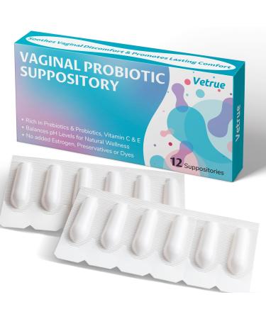 Vaginal Probiotic Suppository Feminine Health for Comfort pH Balance Odor Control - Prebiotic & Probiotic Strains Support for Healthy Vaginal Flora Moisturizer for Intimate Dryness(12pcs)