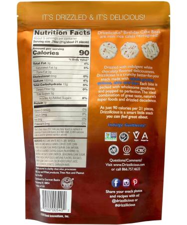 Drizzilicious Birthday Cake Mini Rice Crisp Non GMO 4 Ounces (Pack Of 12) - Buy Online on GoSupps.com