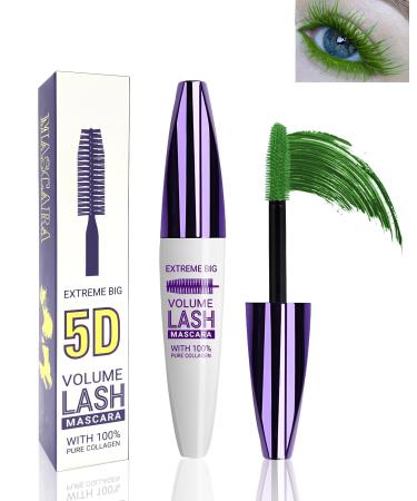 Green 5D Telescopic Lift Mascara for Eyelashes Waterproof Long Long Lasting Colored Mascara green mascara waterproof waterproof mascara long -lived wiped voluminous and charming 06# Green