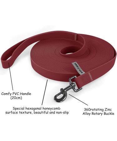 Wolfone 9m Waterproof Dog Leash - Heavy Duty Dark Red Recall Tow Line with Anti-Slip Handle for Outdoor Training - Buy Online on GoSupps.com