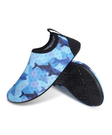 JIASUQI Kids Boys Girls Water Shoes Quick Dry Barefoot Aqua Socks for Beach Swimming Pool 8.5/9 UK Child Blue Whale