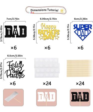 Father's Day Cupcake Toppers Father's Day Decorations Super Dad Cupcake Picks Best Dad Ever Happy Father's Day Party Decor Supplies 24 Pcs - Buy Online on GoSupps.com