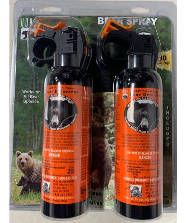 Udap Bear Spray Safety Orange with Color Griz Guard Holster Black with Griz Guard Holster 2 Pack