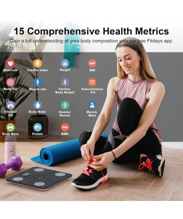Healthkeep Smart Body Fat Scale with Large VA Display 15 Body Composition Metrics with Heart Rate Body Fat Smart Digital Bathroom Weighing Scale Compatible with iOS Android Max 400lb/180kg 28cm Marine Blue - Buy Online on GoSupps.com