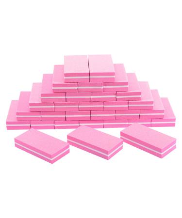 Diesisa Buffer Block Nail File 100/180 Grit Sponge Nail Buffers for Acrylic Nails Mini Buffing Block Double Sided for Manicure Tools 30 Count - Pink