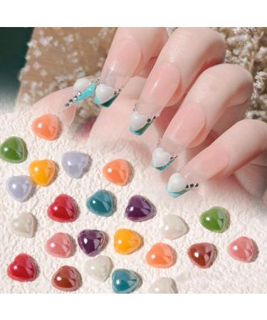 SANWOOD Nail Gems - 50 Pieces 3D Love Heart Ceramic Nail Art Decor | DIY Manicure Sequins for Women - Buy Online on GoSupps.com