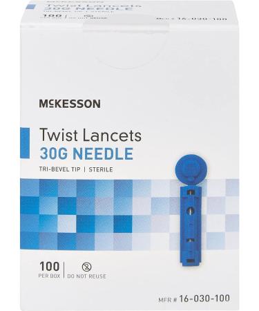 McKesson Twist Lancets 30 Gauge | Push Button Activation | 1.8 mm Depth | 100 Count - Buy Online on GoSupps.com