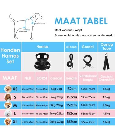 Nestroad XL Anti-Pull Dog Harness & Leash Set for Large Dogs - Adjustable Black Harness (Neck 43-64cm Chest 53-89cm) | Safety Belt Included - Buy Online on GoSupps.com