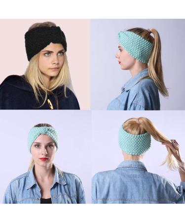 Winter Knitted Headband Women Knit Headbands Crochet Braided Headband Elastic Head Wraps Cable Thick Headband Ear Warmer Hair Accessories for Women Girls(Black) - Buy Online on GoSupps.com