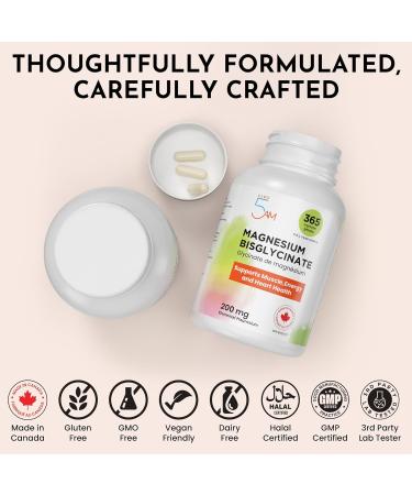 Live 5AM Magnesium Bisglycinate 365 vcaps | 200 mg Pure Elemental Magnesium From 1000 mg Magnesium Bis-glycinate Blend Full Year Supply of Magnesium Glycinate 200 mg Supplement Easy-to-Swallow Vegan Made in Canada 365 count (Pack of 1) - Buy Online on GoSupps.com