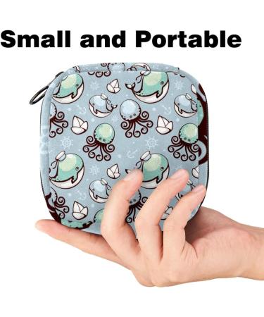 Shop Cute Portable Women's Binding-Storage Bags for Menstrual Cups & Tampons - Ideal for Teen Girls | Multicolored Jellyfish & Whale Design - Buy Online on GoSupps.com