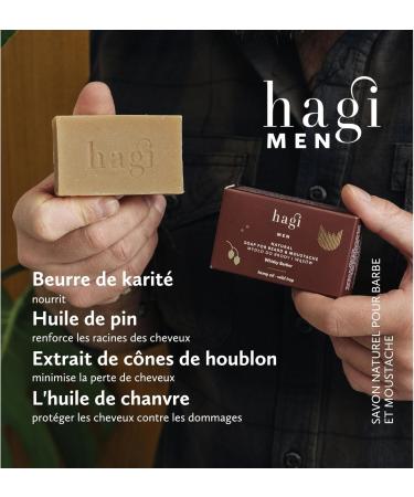 Hagi Whisky Barber Natural Beard and Mustache Soap with Hops Extract Pine Oil Shea Butter Vegetable Oils Protective and Strengthening Whisky Scent 100 g - Buy Online on GoSupps.com