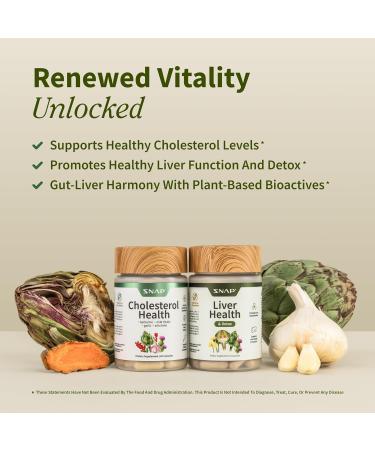 Snap Supplements Liver Health & Detox & Cholesterol Health Supplement Bundle Supports Heart, Liver, Digestive and Metabolic Health, 60 Vegetarian Capsules Each (2-Pack,1 Month Supply) Cholesterol + Liver Health - Buy Online on GoSupps.com