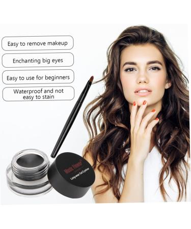 POPETPOP 2pcs Black Waterproof Eyeliner Blackest Eyeliner Eyeshadow Cream Eye Shadow Glitter Powder Lasting - Buy Online on GoSupps.com
