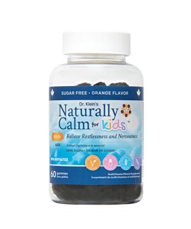 Dr. Klein's Naturally Calm Gummies For Kids. Orange Flavour. Relieves Restlessness & Nervousness. Includes Chamomile Extract and Large Leaf Linden Extract Plus Vitamins & Minerals to Support Stress Relief . Sugar Free. 30 Day Supply. 60 Gummies.