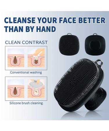 Men's Silicone Face Scrubber - Waterproof Facial Cleansing Brush for Exfoliating and Skin Care (Black) - Buy Online on GoSupps.com