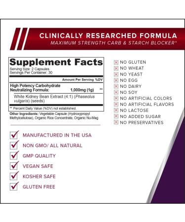 Carb Block Ultra White Kidney Bean Extract - Powerful Keto Diet Cheat Pills for Weight Loss - 60 Veggie Capsules - Buy Online on GoSupps.com