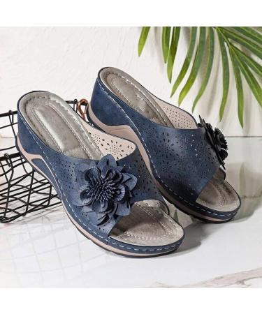 YTINGNICE 3D Floral Cutout Orthopedic Arch Support Sandals - Blue US 9.5 - Buy Online on GoSupps.com