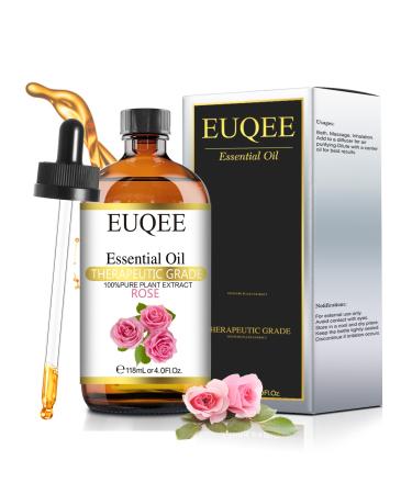 EUQEE Rose Essential Oil 118ml Pure Rose Oil Natural Aromatherapy Essential Oil Natural Essential Oils for Diffusers for Home Humidifier Relax Rose 118.00 ml (Pack of 1)