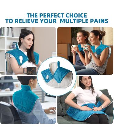 2.4lb Weighted Heating Pad for Neck and Shoulders | Electric Heat Pad with 6 Levels | Pain Relief for Neck Cramps | 4 Auto-Off | 22x22 Blue | Gifts for Mom, Dad, Men, Women - Buy Online on GoSupps.com