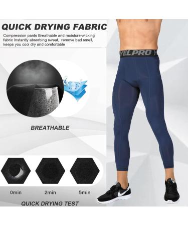 Men's 3/4 Compression Running Leggings - 1 or 3 Pack, Dry Fit Gym Capri Pant, Red White Fluorescent Green, XL - Buy Online on GoSupps.com