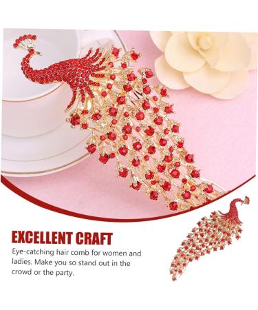 Housoutil Peacock Crown Hair Comb Pearl Hair Accessories Bridal Peafowl Headpieces Bridal Hair Comb Peacock Accessories Tiara Wedding Rhinestone Hair Combs Red Bride Zinc Alloy Rhinestones - Buy Online on GoSupps.com