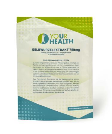 uHealth Goldenseal Extract 750 mg - 120 capsules Curcuma Longa - Turmeric capsules vegan and free from colorants and preservatives