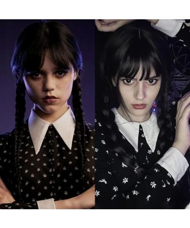 BECUS Long Braid Wigs for Women Long Black Braided Wig with Fringe Cosplay Costume Party Wigs for Family A- Wednesday Black - Buy Online on GoSupps.com
