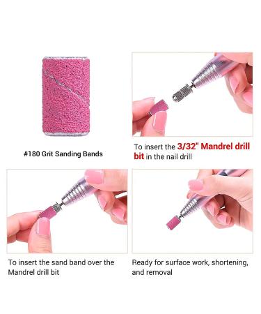 Melodysusia 100st Grinding Sleeve Cap - 180 Grit Nail Miller Attachment & Mandrel for Manicure Pedicure Nail Art & Care (Pink) - Buy Online on GoSupps.com