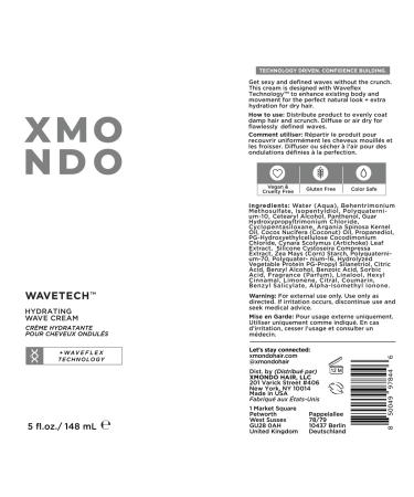 XMONDO Hair Wavetech Hydrating Wave Cream - Coconut & Argan Oil Vegan Formula - 5 Fl Oz - Buy Online on GoSupps.com