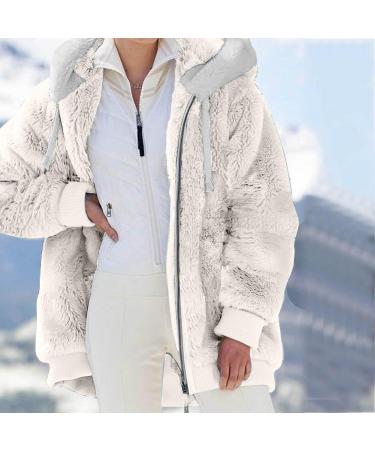 Shop Hanxiulin Oversized Plush Hoodie Coat for Women | Winter Jacket with Hood | 3XL Beige Casual Jacket - Buy Online on GoSupps.com