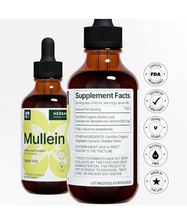 Mullein Leaf Liquid Extract 4 Fl Oz - Lung Cleanse and Detox Tincture for Respiratory Health - Immune Support Drops - Natural Supplement - Buy Online on GoSupps.com