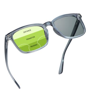 YEIN Progressive Multifocal Presbyopic Glasses Photochromic Gray Sunglasses for Men/Women Clear Gray 2.25 x