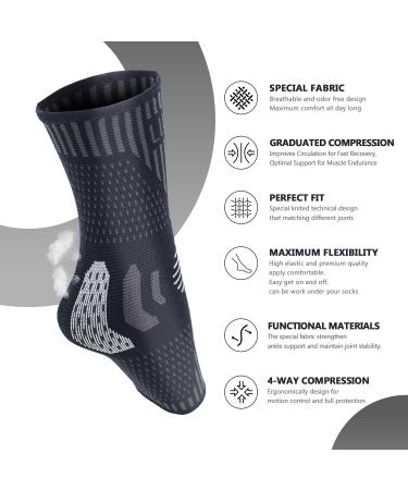 Professional Ankle Support Brace 2 Pack Breathable Plantar Fasciitis Socks Anti-Slip Ankle Compression Sleeve Socks for Joint Pain Ligament Damage Sprained Ankle Achilles Tendonitis Sports M Black(Pair) - Buy Online on GoSupps.com