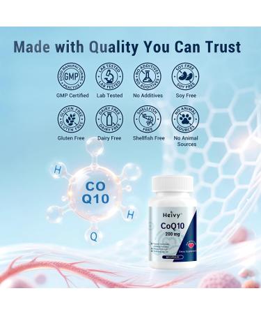Heivy CoQ10 200mg Per Softgel, 99% Purity High Absorption Coenzyme Q10 Ubiquinol, Support Heart Health, Antioxidants & Energy Supplements, Made in USA, 60 Day Supply, 60 Capsules Unflavored 60 Count (Pack of 1) - Buy Online on GoSupps.com