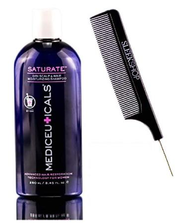 Therapro MEDIceuticals SATURATE Dry Scalp & Hair Moisturizing SHAMPOO for WOMEN (w/Sleek Steel Pin Tail Comb) Features Proprietary Hair Loss Complexes (8.45 oz / 250 ml - ORIGINAL SIZE) 8.45 Ounce / 250 ml - ORIGINAL SIZE