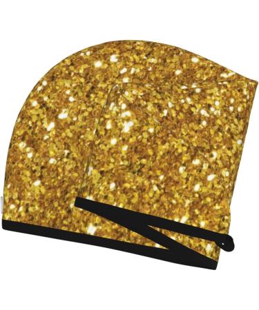 Gold Glitter Microfiber Hair Towel Wrap - Soft Super Absorbent Quick Dry Hair Cap for Women with Long Curly and Thick Hair - Buy Online on GoSupps.com