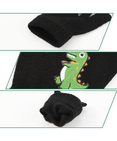KINBOM 6 Pairs Toddler Mittens - Winter Dinosaur Patterns Gloves for Little Boys & Girls (Black) - Buy Online on GoSupps.com