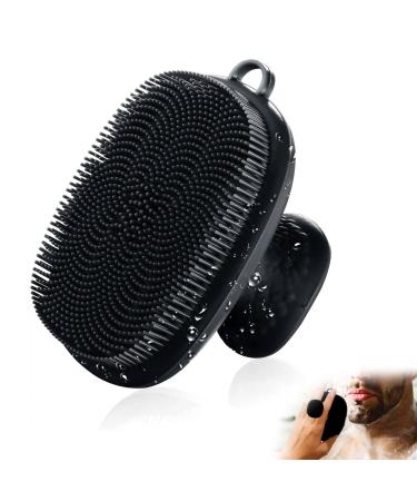 Silicone Face Scrubber for Men Facial Cleansing Brush Silicone Face Wash Brush Manual Waterproof Cleansing Skin Care Face Brushes for Cleansing and Exfoliating (Black)