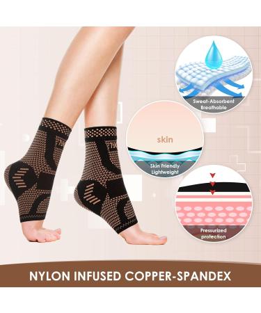 Copper Ankle Brace Copper Infused Ankle Support Compression Sleeve for Foot Pain Relief Plantar Fasciitis Sprained Ankle Achilles Tendonitis Open Toe Compression Socks for Men Women(M) - Buy Online on GoSupps.com