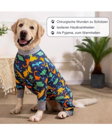 AXCIMOND Dog Recovery Suit for Dogs - One-Piece Long-Sleeved Wound Protection for Post-Op Care - 4XL Blue Dinosaurs | Alternative to Neck Collars - Buy Online on GoSupps.com