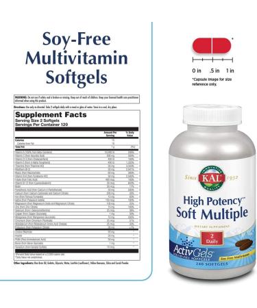 High Potency Soft Multiple 240 Softgel with Beta Carotene by Kal - Buy Online on GoSupps.com