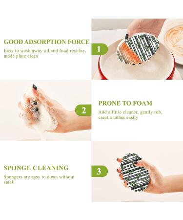 3-Pack Cleaning Kitchen Sponges Oval Black and White Striped Leaves Kitchen Cellulose Dishwashing Wood Pulp Cotton - Buy Online on GoSupps.com